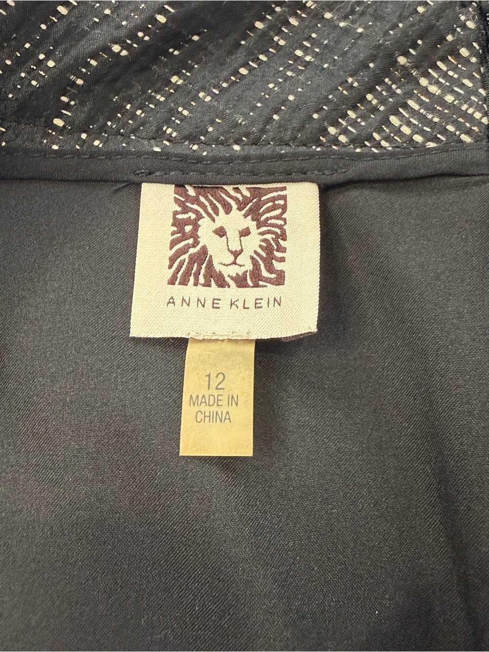 Anne Klein Black & Cream Pencil Skirt w/ Gold Metallic Thread Size 12 Womens - Picture 3 of 7